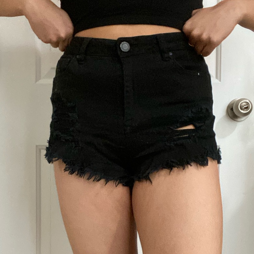 Black Distressed Shorts!